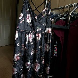 Velvet Black and Floral Summer Dress